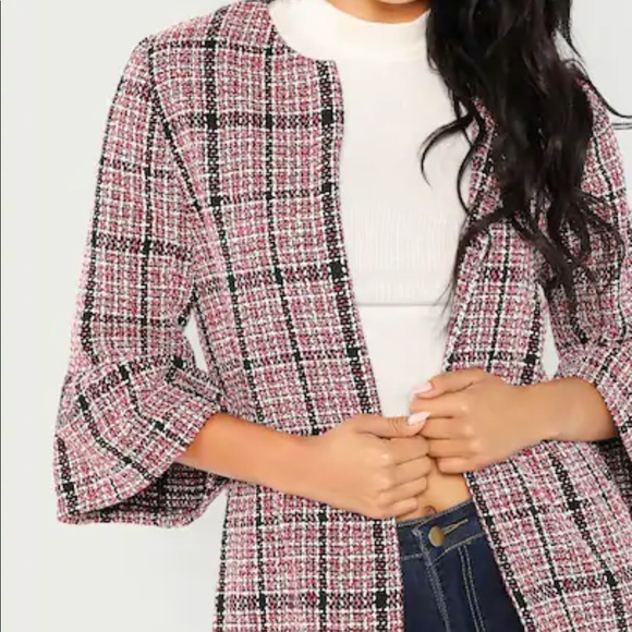 amourOC Jackets & Blazers - Bell Sleeve Tweed Coat Jacket Purple/Black